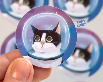 Cute Cat Sticker Set, Space Cat, Gift Decoration, Cat Decorations, Christmas Decoration, Festive Decoration, Cat Gift, Set of 20 (45 mm)