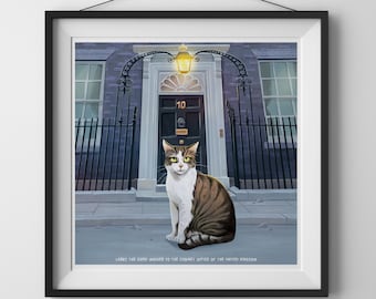 Larry Cat Art Print, Cute Cat Illustration, Cat Lover Gift, London's Famous Cat