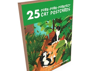 Cat Lover Gift, Christmas Gift 25 Cat Postcards, Art Postcards Set, Tuxedo Cat, Cat Themed Gifts, Art Postcards,