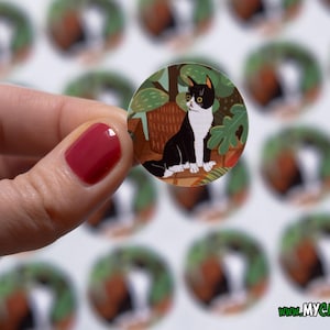 Stickers courrier chat, étiquettes smoking chat pour enveloppes, joli emballage pour petite entreprise, lot de 45 (30 mm)