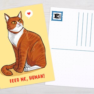 Imprimé de chat, Décor de chat au gingembre, Carte postale d’art, Drôle de chat, Illustration mignonne, Cadeau d’amoureux de chat, Carte de maman de chat