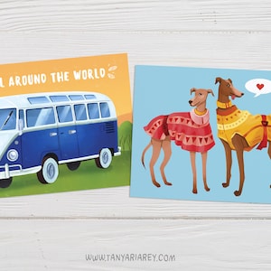 Cartes postales de voyage, Cartes postales d’art Greyhound, Cartes postales mignonnes, Camping-car rétro