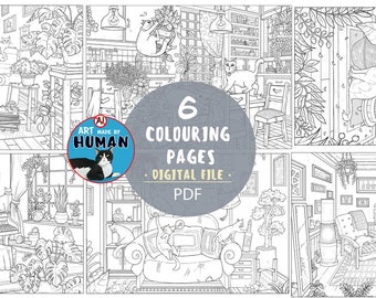 Boho Cat Coloring Pages, Nordic Home Interiors (PDF)