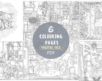 6 printable adult coloring pages boho nordic interior cat etsy australia