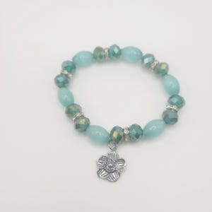 Teal Flower Charm Bracelet