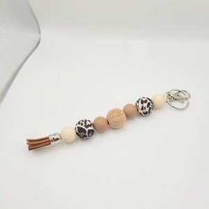 Cheetah Silicone Beaded Keychain