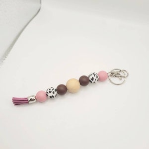 Cow Silicone Beaded Keychain