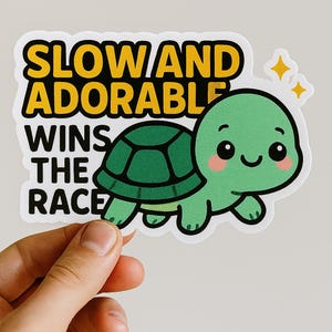 Kawaii Turtle Sticker: Funny Animal Car Decal, Laptop Decoration
