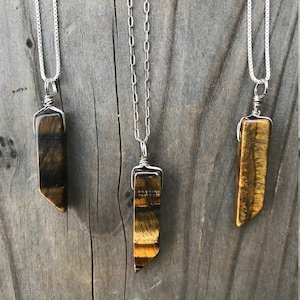 Tigers Eye Necklace / Tigers Eye Pendant / Tigers Eye Jewelry / Stone of Protection / Silver Tigers Eye Necklace / Sterling Silver