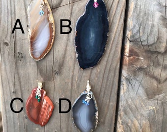 Agate; Agate Necklace; Agate Pendant; Raw Agate; Agate Jewelry; Chakra Jewelry;Natural Stone; Sterling Silver