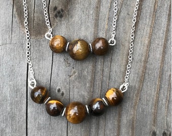 Tigers Eye Necklace / Tigers Eye Pendant / Tigers Eye Jewelry / Stone of Protection / Silver Tigers Eye Necklace / Sterling Silver