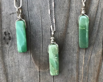 Venturina; Colgante de Aventurina; Collar de Aventurina; Delicado cristal de aventurina; Joyas de Aventurina; Aventurina Verde; Plata esterlina