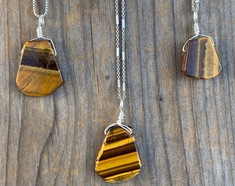 Chakra Jewelry / Tigers Eye Necklace / Tigers Eye Pendant / Tigers Eye Jewelry / Stone of Protection / Sterling Silver