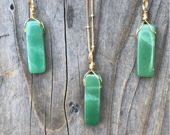 Aventurina / Colgante de Aventurina / Collar de Aventurina / Aventurina delicada / Joyería de Aventurina / Aventurina Verde / Relleno de oro