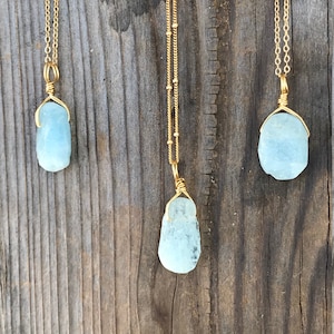 Chakra Jewelry / Aquamarine / Aquamarine Necklace / Raw Aquamarine / Aquamarine Jewelry / Aquamarine Pendant / Gold Filled