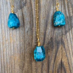 Chakra Jewelry / Apatite / Blue Apatite / Apatite Necklace / Apatite Pendant / Faceted Apatite / Apatite Jewelry / Gold Filled