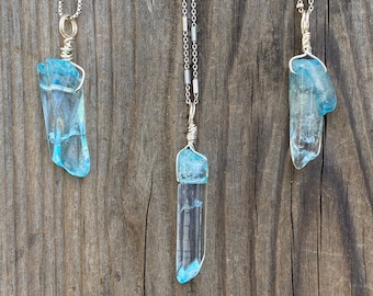 Cuarzo / Cristal de cuarzo azul claro / Joyería Chakra / Cuarzo azul claro / Colgante de cristal de cuarzo / Collar de cristal de cuarzo / Plata esterlina