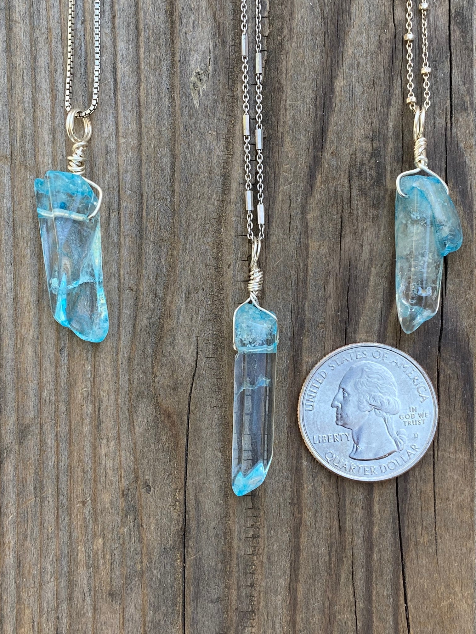 ネックレス・ペンダント blue quartz Necklace Quartz / Clear Blue Quartz Crystal / Chakra Jewelry / Clear Blue