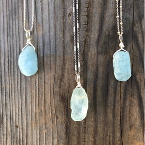 Chakra Jewelry / Aquamarine / Aquamarine Necklace / Raw Aquamarine / Aquamarine Jewelry / Aquamarine Pendant / Sterling Silver