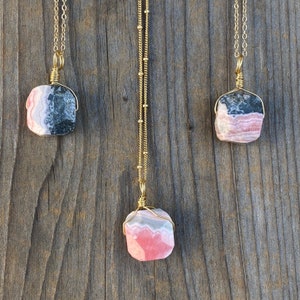 Chakra Jewelry / Rhodochrosite / Rhodochrosite Necklace / Rhodochrosite Pendant / Rhodochrosite Jewelry / Raw Rhodochrosite / Gold Filled