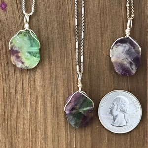 Chakra Jewelry / Fluorite / Fluorite Necklace / Fluorite Pendant / Fluorite Jewelry / Reiki Jewerly / Boho Necklace / Sterling Silver image 3
