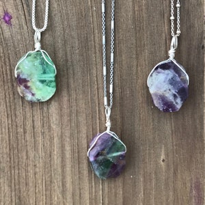 Chakra Jewelry / Fluorite / Fluorite Necklace / Fluorite Pendant / Fluorite Jewelry / Reiki Jewerly / Boho Necklace / Sterling Silver image 1