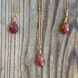 Chakra Jewelry / Carnelian / Carnelian Pendant / Carnelian Necklace / Teardrop Carnelian / Carnelian Jewelry /  Gold Filled
