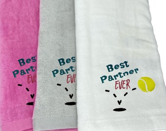 Tennis Partner Gifts, Best Tennis Towels, Doubles Tennis Gift Ideas, Plush 16 x 26 towels, Choice of White, Pink or Gray, Embroidered