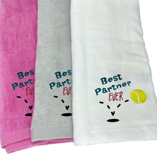 Tennis Partner Gifts, Best Tennis Towels, Doubles Tennis Gift Ideas, Plush 16 x 26 towels, Choice of White, Pink or Gray, Embroidered