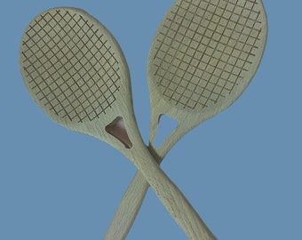 Beech Wood Tennis Racket Serving Spoons: Novelty Salad Servers, Perfect for tennis luncheons or a captains gifts.