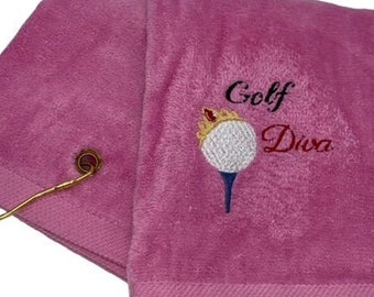 Golf Diva Embroidered Towel: Ladies Golf Gift