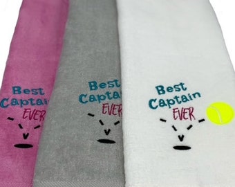 Tennis Captain Gifts, Best Captain Gift Ideas, Best Tennis Towels Plush 16 x 26 towels, Choice of White, Pink or Gray, Embroidered