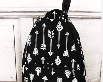 Tennis Bags / Tennis Backpacks - Women's or Juniors Tennis, "Black w white arrows" pattern - fits 2 racquets! Free Shipping!