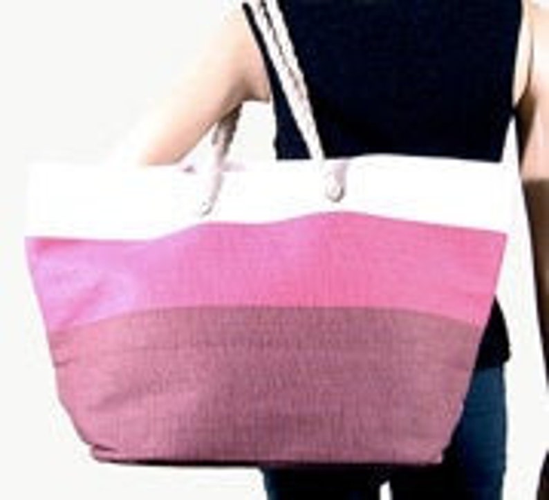 Great for beach or boat! lined Pink Ombre/' Woven Beach Tote Pool bag