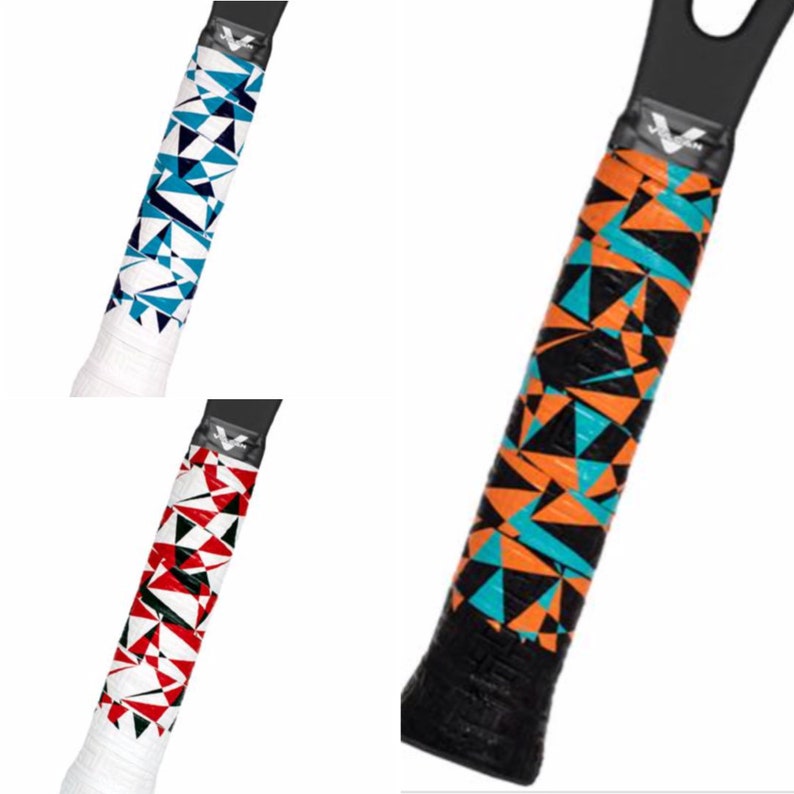 Tennis Racquet Grip Tape, Colorful Racket Overgrips, Geo Pattern, Also