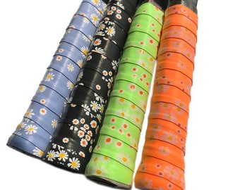 Tennis Racquet Grip Tape, Tennis Overgrips, Colorful with Flowers, Racket Over grips, Designer Grips in every Color! Unique Tennis Gifts!