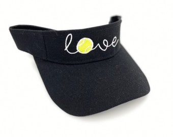 Tennis Visors - 'LOVE' - Tennis Team Hats, Partner Gifts, Cool & Unique Tennis Stuff - Women's or Junior's - Captain's Gifts,