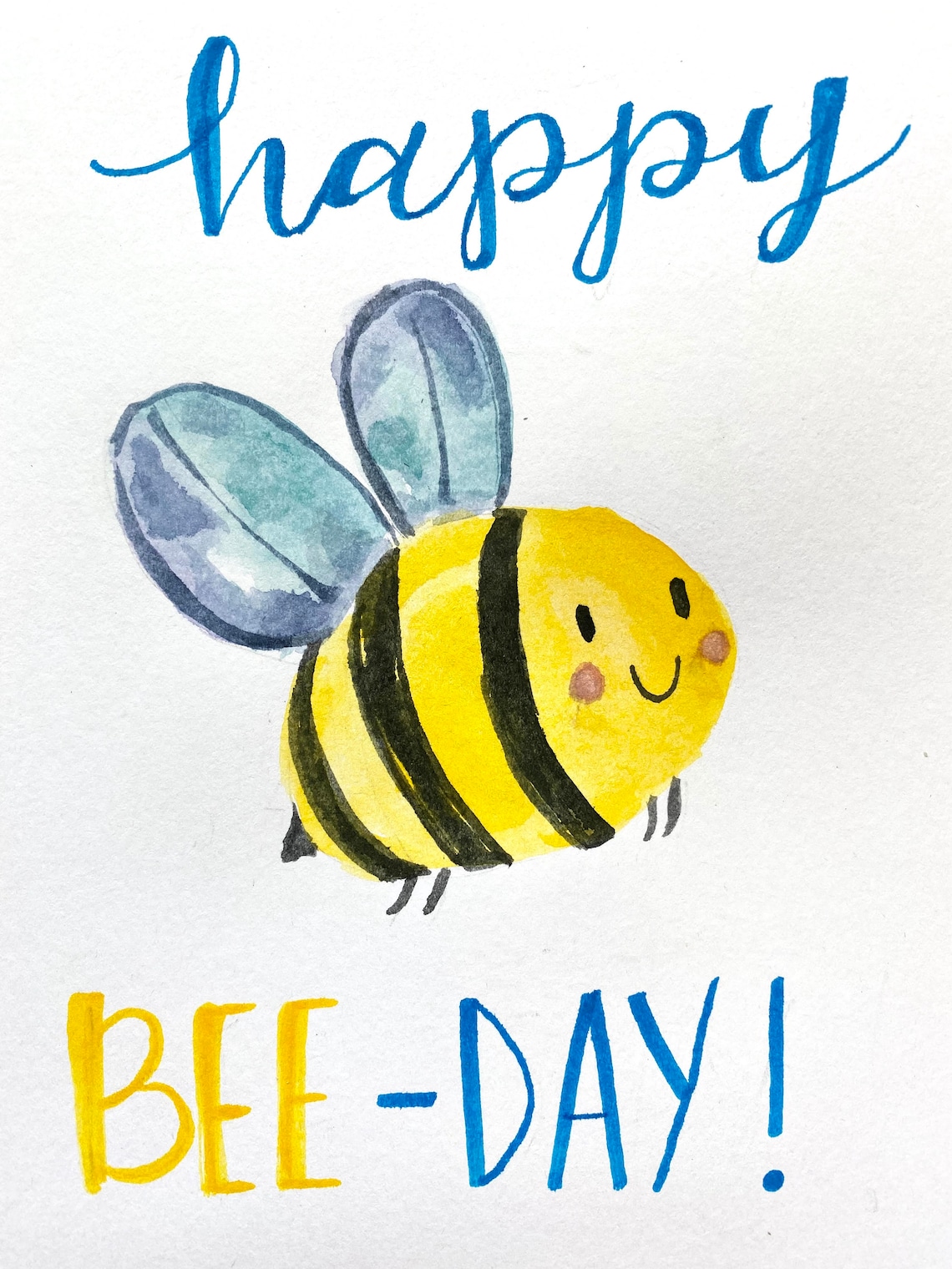 Happy Bee Day Card Pun Birthday Card Cute And Silly Birthday Etsy
