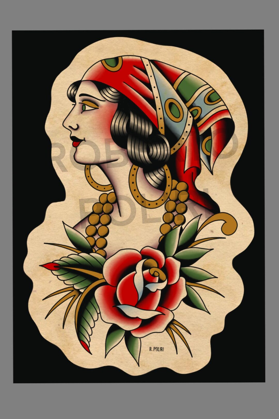 A3 Traditional Tattoo Lady Print - Etsy