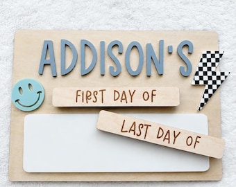 Boy's First Day Last Day School Sign: Reusable Photo Prop Board