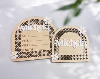 Baby Name Sign: Rattan Newborn Announcement Photo Prop