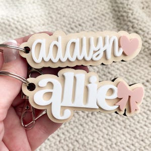 Girls Bow Keychain Backpack Tag Bow Name Diaper Bag Girl Keychain Girl Name Keychain  Custom Back Pack Keychain Personalized Name Bag Tag