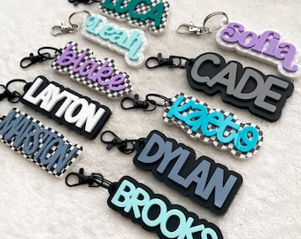 Name Keychain Custom Back Pack Tag Boy Keychain Girl Keychain Sports Tag For Bag Label Personlaized Bag Tag Keychain Acrylic