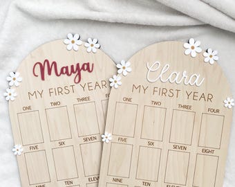 Daisy First Year Photo Board: Personalized 1st Birthday Decor