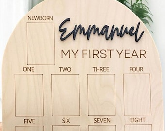First Birthday Milestone Photo Board: Display for Baby's First Year