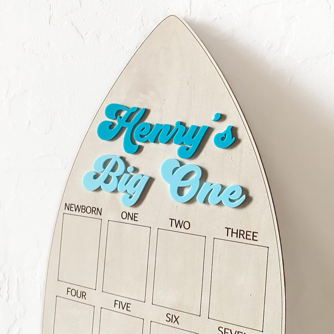 Surfboard First Birthday Milestone Board: Ocean Theme Party Decor - Etsy