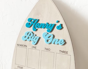 Surfboard First Birthday Milestone Board: Ocean Theme Party Decor