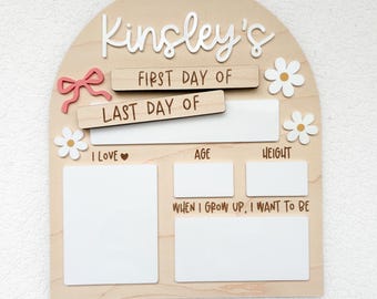 Girls First Day School Sign: Reusable Photo Prop Board