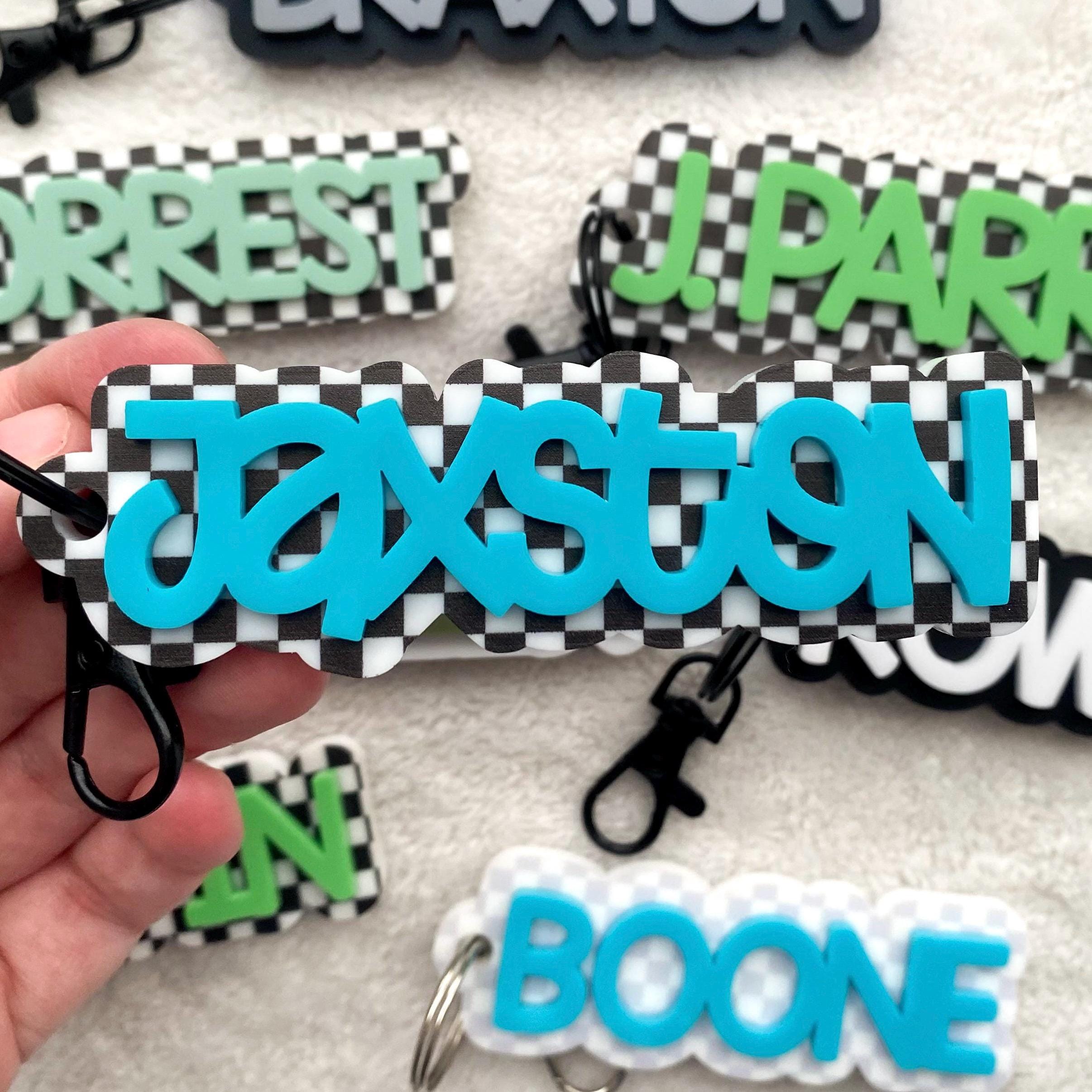 Custom Name Keychain Name Back Pack Tag Boy Name Keychain Girl Keychain Sports Tag For Bag Label Personalized Bag Tag Keychain