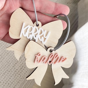 Bow Name Keychain Backpack Tag Bow Name Diaper Bag Girl Keychain Girl Name Keychain  Custom Back Pack Keychain Personalized Name Bag Tag